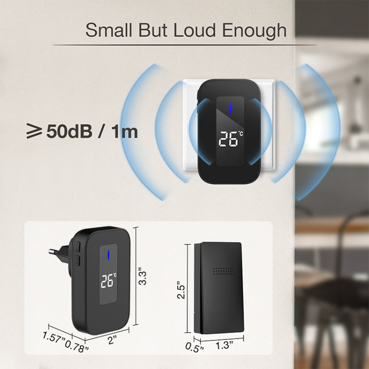 C303B One to One Home Wireless Doorbell Temperature Digital Display Remote Control Elderly Pager, US Plug, EU Plug, UK Plug C303B One to One Home Wireless Doorbell Temperature Digital Display Remote Control Elderly Pager, US Plug, EU Plug, UK Plug